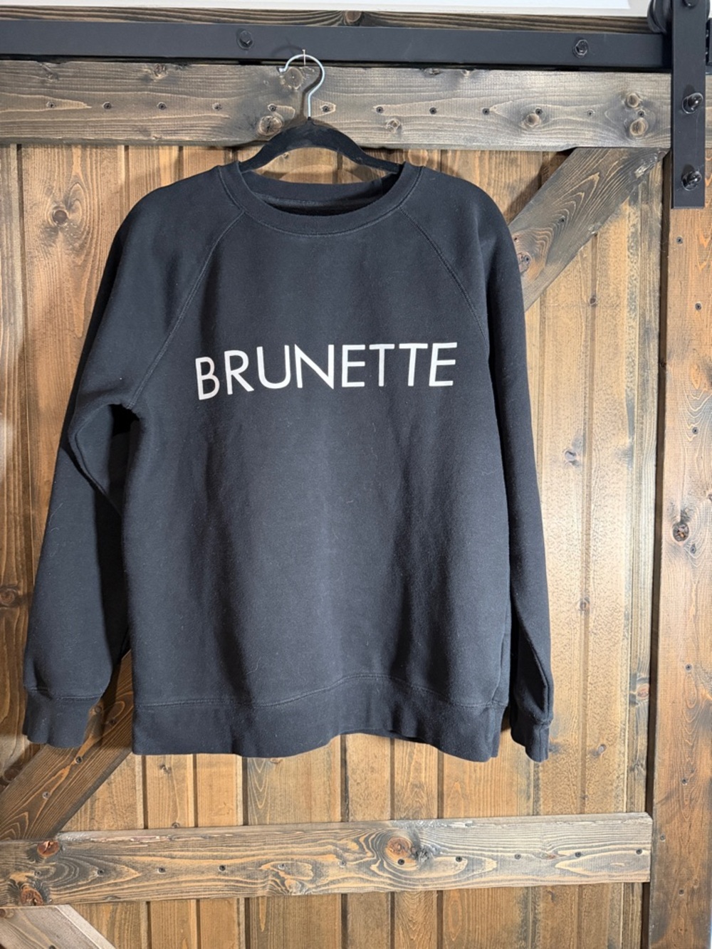 Brunette The Label Black Crewneck Sweatshirt with White Logo
